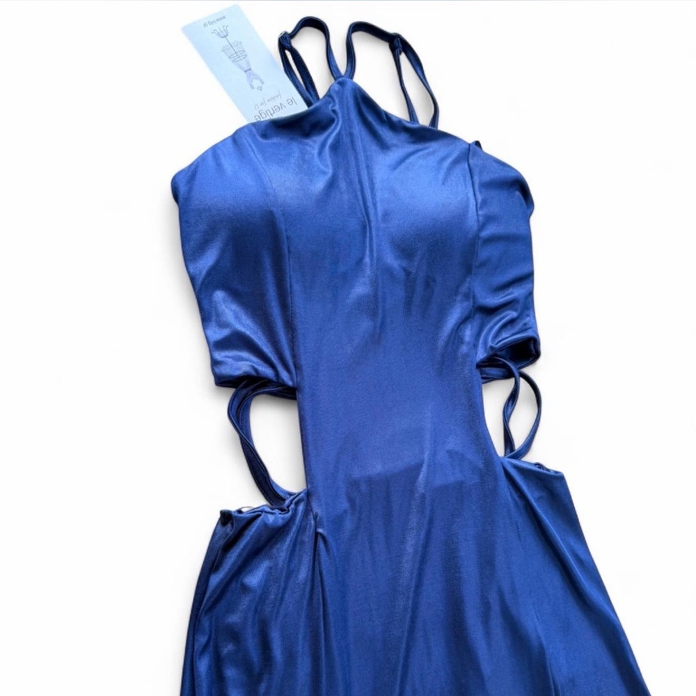 Elegant Blue Cutout Dress
